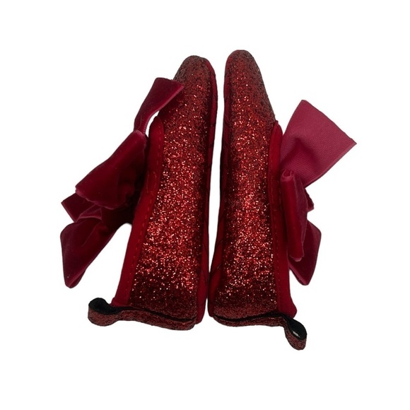 Target Red Glitter Velvet Bow Slip On Mary Jane Shoes Size 0-3 Mths Baby Girl - Picture 4 of 8